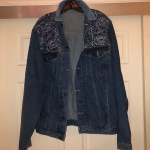 vintage embroadered/studded denim jacket